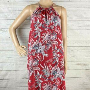 LOFT Outlet Petite Halter Neck Tie Dress Extra Small Red Floral Print